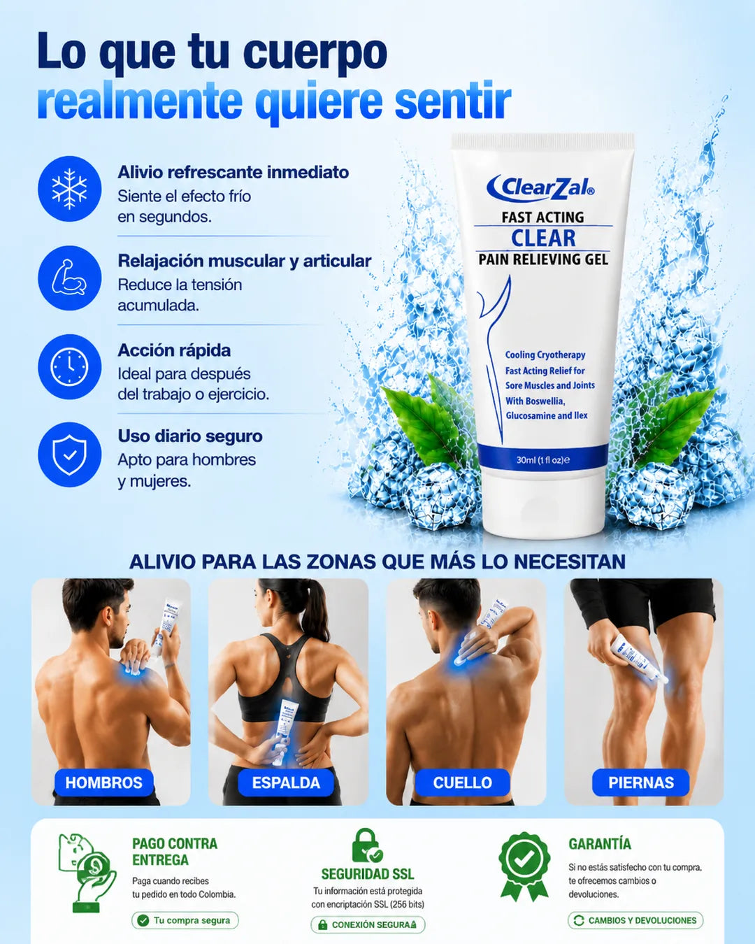 Clear Zal Gel™- Alivio Frío para Tensión Muscular
