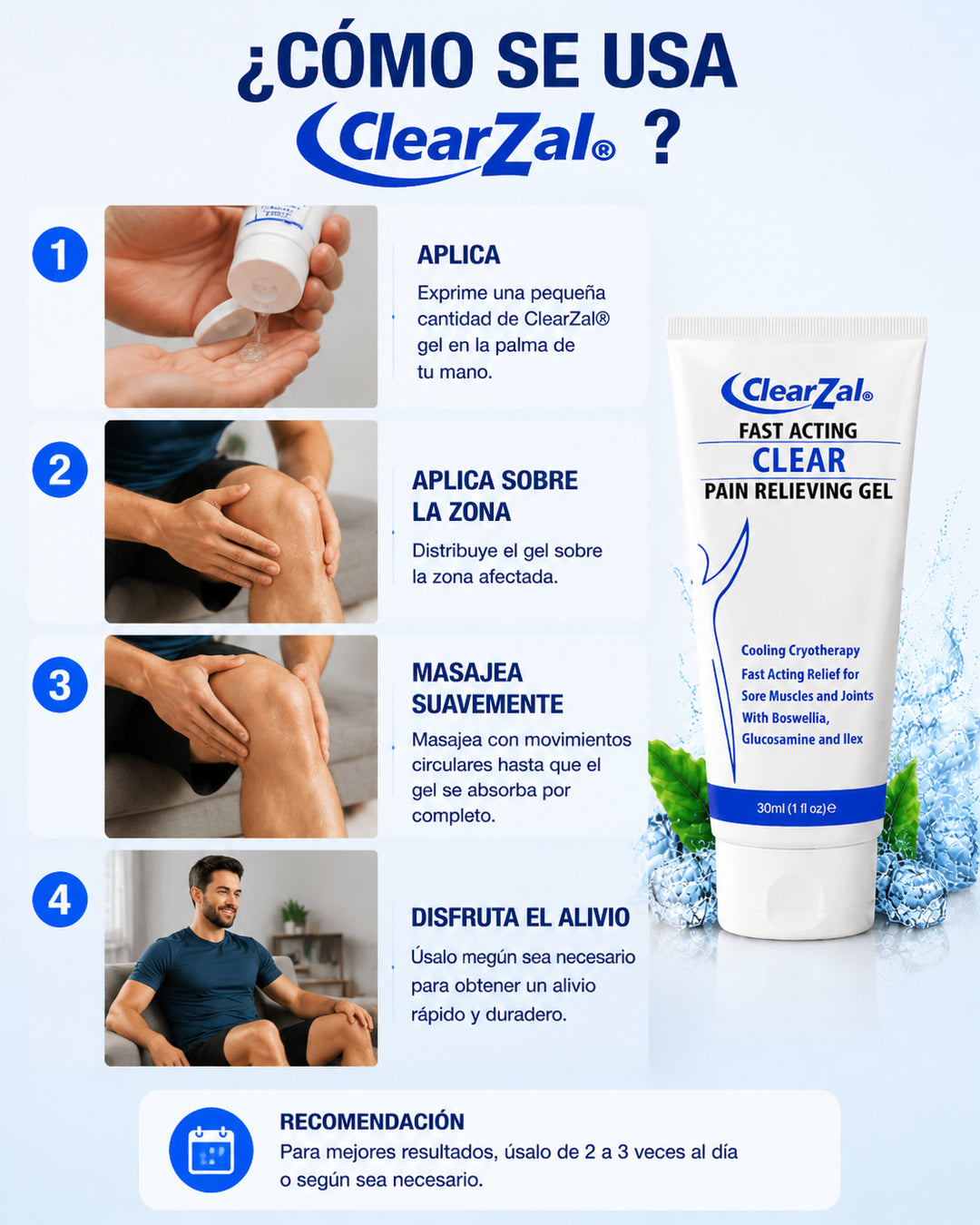 Clear Zal Gel™- Alivio Frío para Tensión Muscular
